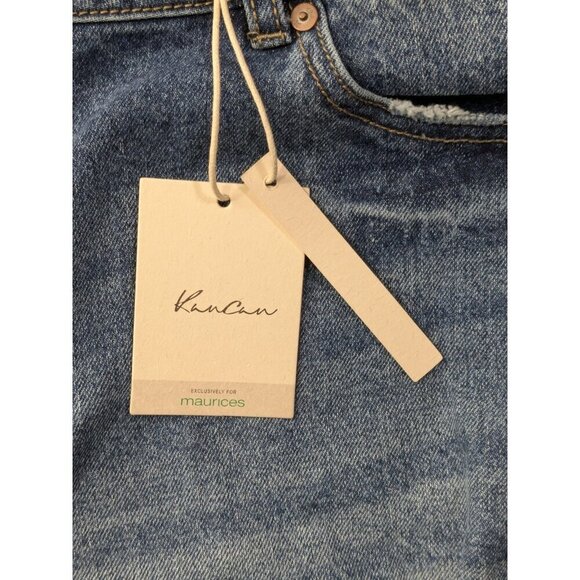 KanCan Jean Shorts Womens 20 High Rise Destructed Hem Destroyed Blue - Picture 5 of 14